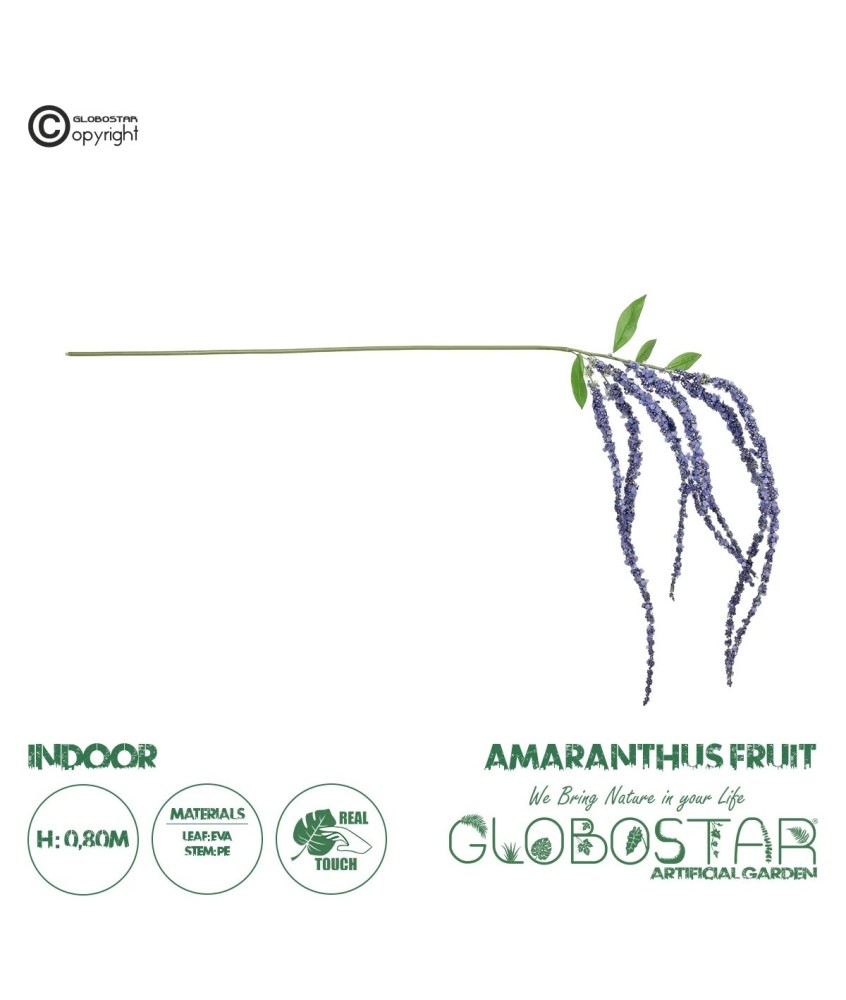 GloboStar® Artificial Garden PURPLE AMARANTHUS FRUIT BRANCH 21452 Τεχνητό Διακοσμητικό Κλαδί Μωβ Αμάρανθος Y80cm